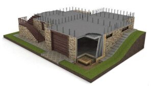 Заставка для видео строительства фундамента с цоколем